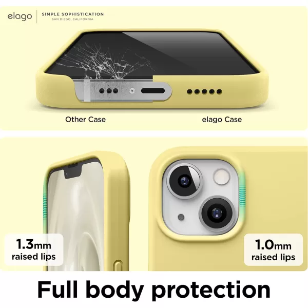 elago Compatible with iPhone 13 Case Liquid Silicone Case Full Body Screen Camera Protective Cover Shockproof Slim Phone Case AntiScratch Soft Microfiber Lining 61 inch Pastel GreenYellow