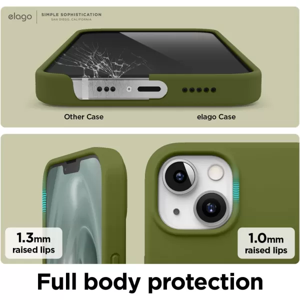 elago Compatible with iPhone 13 Case Liquid Silicone Case Full Body Screen Camera Protective Cover Shockproof Slim Phone Case AntiScratch Soft Microfiber Lining 61 inch Pastel GreenCedar Green