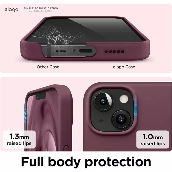 elago Compatible with iPhone 13 Case Liquid Silicone Case Full Body Screen Camera Protective Cover Shockproof Slim Phone Case AntiScratch Soft Microfiber Lining 61 inch Pastel GreenBurgundy