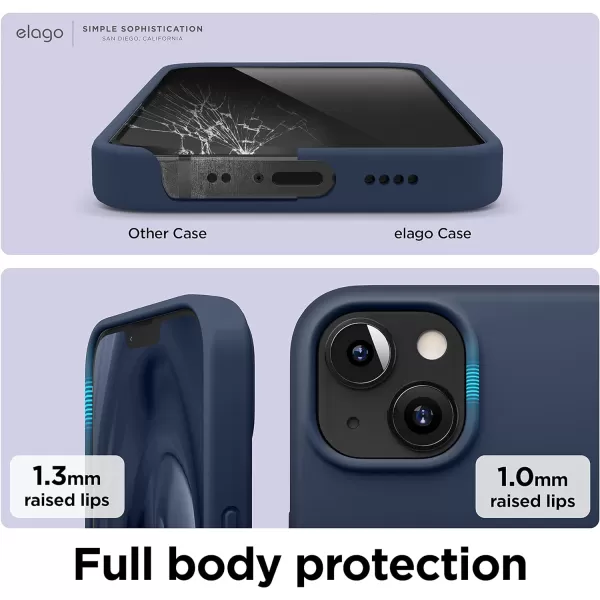 elago Compatible with iPhone 13 Mini Case Liquid Silicone Case Full Body Screen Camera Protective Cover Shockproof Slim Phone Case AntiScratch Soft Microfiber Lining 54 inch PurpleJean Indigo