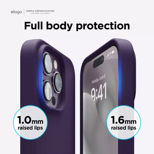 elago Compatible with iPhone 14 Pro Max Case Liquid Silicone Case Full Body Protective Cover Shockproof Slim Phone Case AntiScratch Soft Microfiber Lining 67 inch StoneiPhone 14 Pro Deep Purple