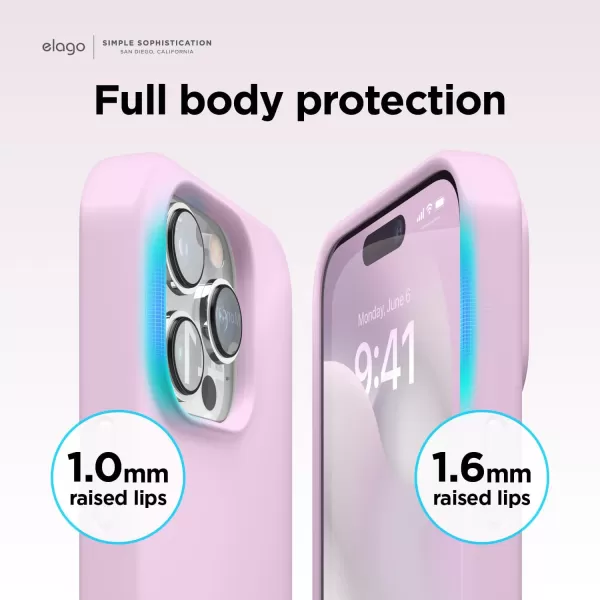 elago Compatible with iPhone 14 Pro Max Case Liquid Silicone Case Full Body Protective Cover Shockproof Slim Phone Case AntiScratch Soft Microfiber Lining 67 inch StoneiPhone 14 Pro Light Lilac