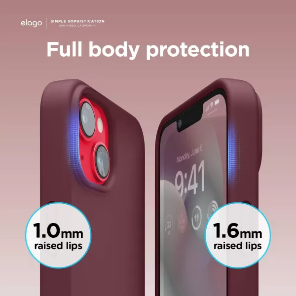 elago Compatible with iPhone 14 Pro Max Case Liquid Silicone Case Full Body Protective Cover Shockproof Slim Phone Case AntiScratch Soft Microfiber Lining 67 inch StoneiPhone 14 Burgundy