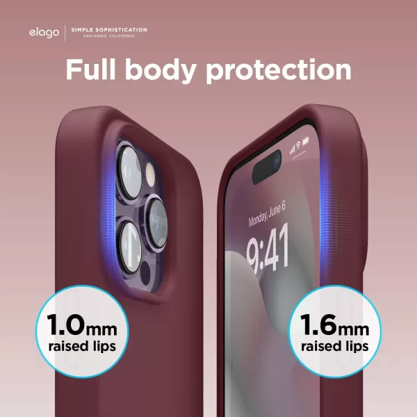 elago Compatible with iPhone 14 Pro Max Case Liquid Silicone Case Full Body Protective Cover Shockproof Slim Phone Case AntiScratch Soft Microfiber Lining 67 inch StoneiPhone 14 Pro Burgundy