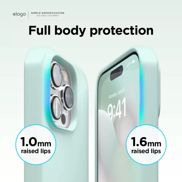 elago Compatible with iPhone 14 Pro Max Case Liquid Silicone Case Full Body Protective Cover Shockproof Slim Phone Case AntiScratch Soft Microfiber Lining 67 inch StoneiPhone 14 Pro Mint