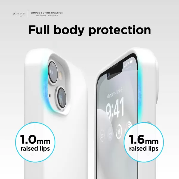 elago Compatible with iPhone 14 Pro Max Case Liquid Silicone Case Full Body Protective Cover Shockproof Slim Phone Case AntiScratch Soft Microfiber Lining 67 inch StoneiPhone 14 White