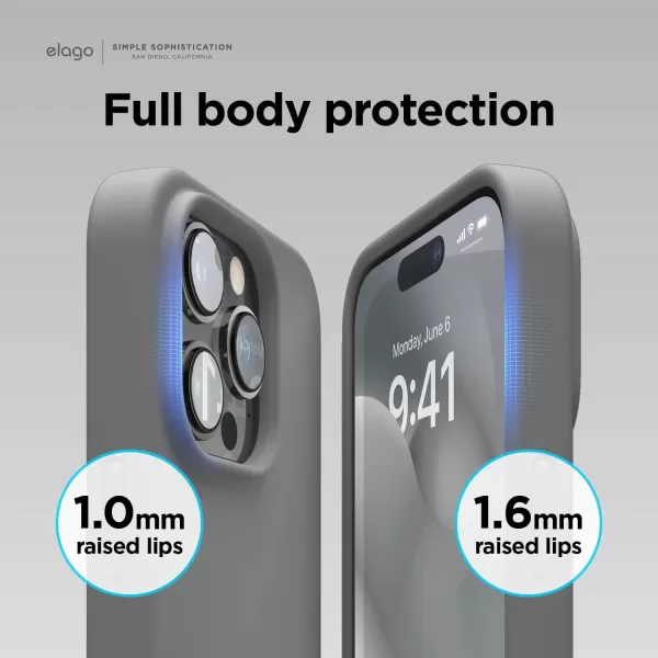 elago Compatible with iPhone 14 Pro Max Case Liquid Silicone Case Full Body Protective Cover Shockproof Slim Phone Case AntiScratch Soft Microfiber Lining 67 inch StoneiPhone 14 Pro Dark Grey