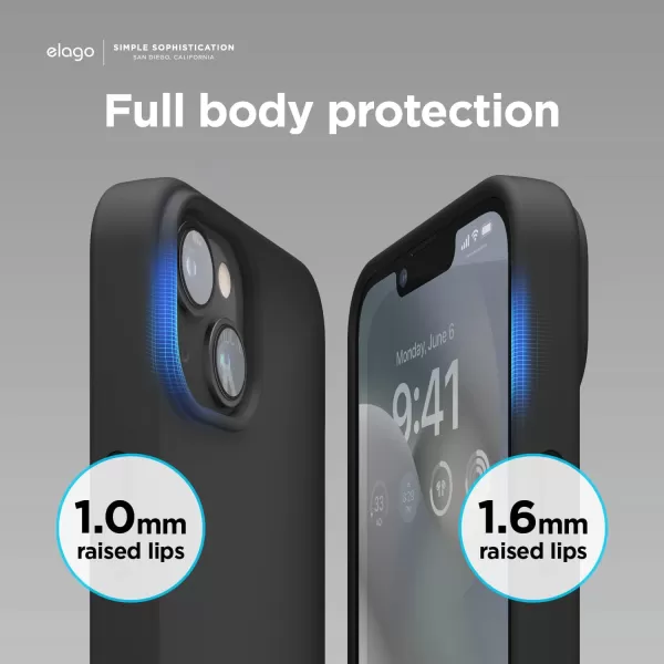 elago Compatible with iPhone 14 Pro Max Case Liquid Silicone Case Full Body Protective Cover Shockproof Slim Phone Case AntiScratch Soft Microfiber Lining 67 inch StoneiPhone 14 Plus Black