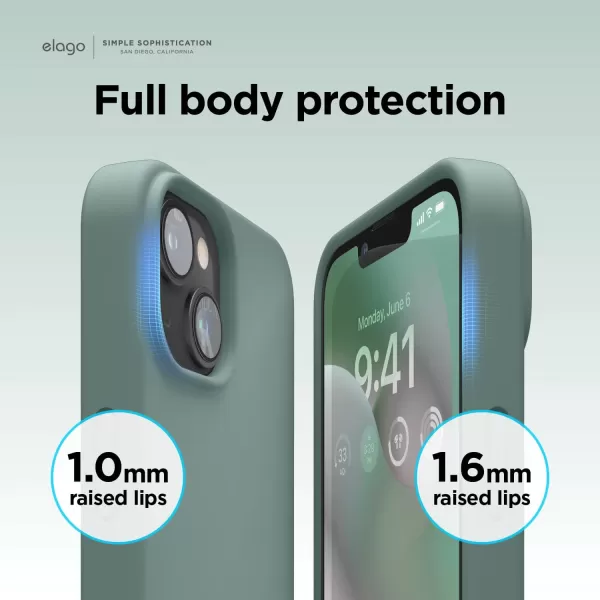 elago Compatible with iPhone 14 Pro Max Case Liquid Silicone Case Full Body Protective Cover Shockproof Slim Phone Case AntiScratch Soft Microfiber Lining 67 inch StoneiPhone 14 Plus Midnight Green