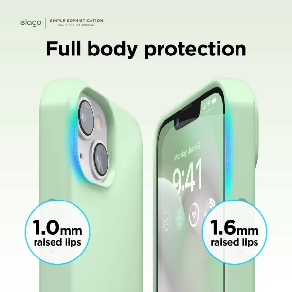 elago Compatible with iPhone 14 Pro Max Case Liquid Silicone Case Full Body Protective Cover Shockproof Slim Phone Case AntiScratch Soft Microfiber Lining 67 inch StoneiPhone 14 Pastel Green