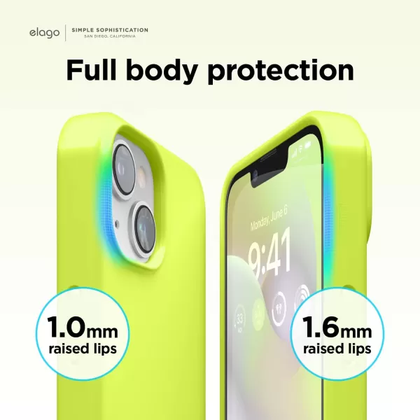 elago Compatible with iPhone 14 Pro Max Case Liquid Silicone Case Full Body Protective Cover Shockproof Slim Phone Case AntiScratch Soft Microfiber Lining 67 inch StoneiPhone 14 Neon Yellow