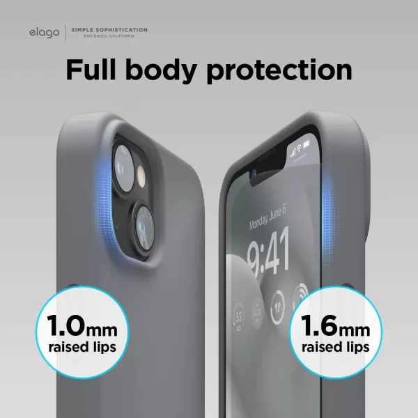 elago Compatible with iPhone 14 Pro Max Case Liquid Silicone Case Full Body Protective Cover Shockproof Slim Phone Case AntiScratch Soft Microfiber Lining 67 inch StoneiPhone 14 Plus Dark Grey