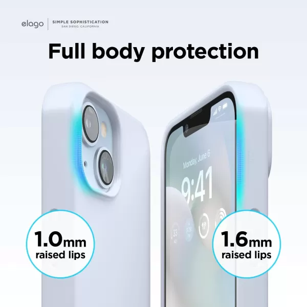 elago Compatible with iPhone 14 Pro Max Case Liquid Silicone Case Full Body Protective Cover Shockproof Slim Phone Case AntiScratch Soft Microfiber Lining 67 inch StoneiPhone 14 Light Blue