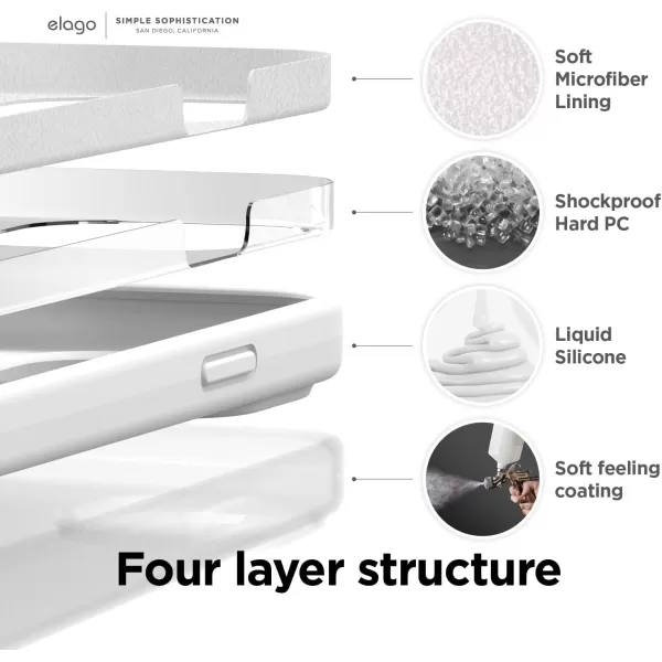 elago Compatible with iPhone 14 Pro Max Case Liquid Silicone Case Full Body Protective Cover Shockproof Slim Phone Case AntiScratch Soft Microfiber Lining 67 inch StoneiPhone 14 White