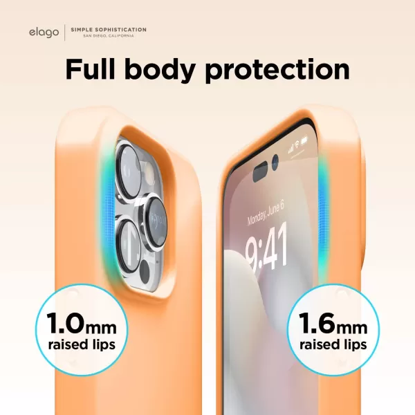 elago Compatible with iPhone 14 Pro Max Case Liquid Silicone Case Full Body Protective Cover Shockproof Slim Phone Case AntiScratch Soft Microfiber Lining 67 inch StoneiPhone 14 Orange