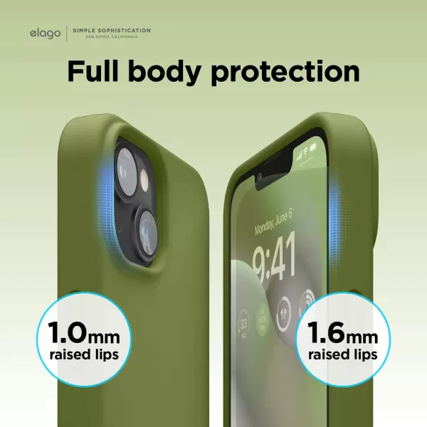 elago Compatible with iPhone 14 Pro Max Case Liquid Silicone Case Full Body Protective Cover Shockproof Slim Phone Case AntiScratch Soft Microfiber Lining 67 inch StoneiPhone 14 Cedar Green