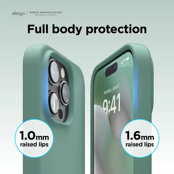 elago Compatible with iPhone 14 Pro Max Case Liquid Silicone Case Full Body Protective Cover Shockproof Slim Phone Case AntiScratch Soft Microfiber Lining 67 inch StoneiPhone 14 Pro Midnight Green