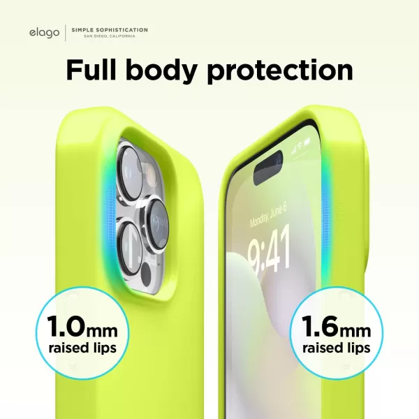 elago Compatible with iPhone 14 Pro Max Case Liquid Silicone Case Full Body Protective Cover Shockproof Slim Phone Case AntiScratch Soft Microfiber Lining 67 inch StoneiPhone 14 Pro Max Neon Yellow