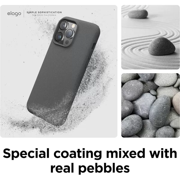 elago Compatible with iPhone 14 Pro Max Case Pebble Case Full Body Protective Cover Shockproof Special Pebble Coated Slim AntiScratch 67 inch City GreyDark Grey