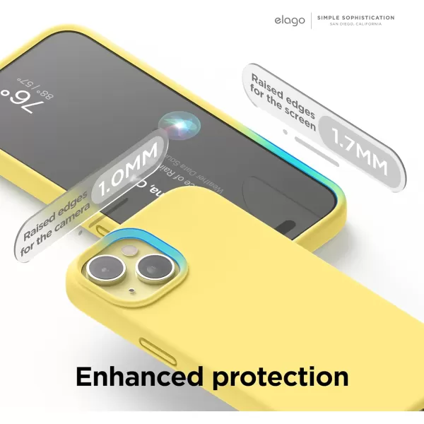 elago Compatible with iPhone 15 Case Liquid Silicone Case Full Body Protective Cover Shockproof Slim Phone Case AntiScratch Soft Microfiber Lining 61 inch Alpine GreenYellow