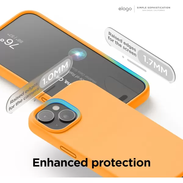 elago Compatible with iPhone 15 Case Liquid Silicone Case Full Body Protective Cover Shockproof Slim Phone Case AntiScratch Soft Microfiber Lining 61 inch Alpine GreenOrange