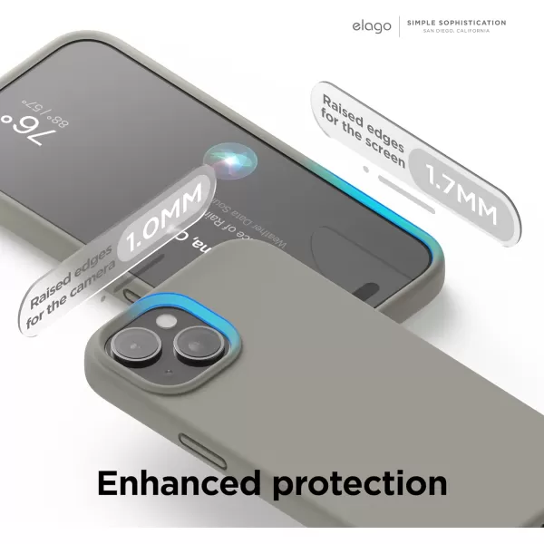 elago Compatible with iPhone 15 Case Liquid Silicone Case Full Body Protective Cover Shockproof Slim Phone Case AntiScratch Soft Microfiber Lining 61 inch Alpine GreenMedium Grey