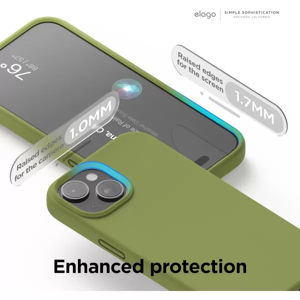 elago Compatible with iPhone 15 Case Liquid Silicone Case Full Body Protective Cover Shockproof Slim Phone Case AntiScratch Soft Microfiber Lining 61 inch Alpine GreenCedar Green