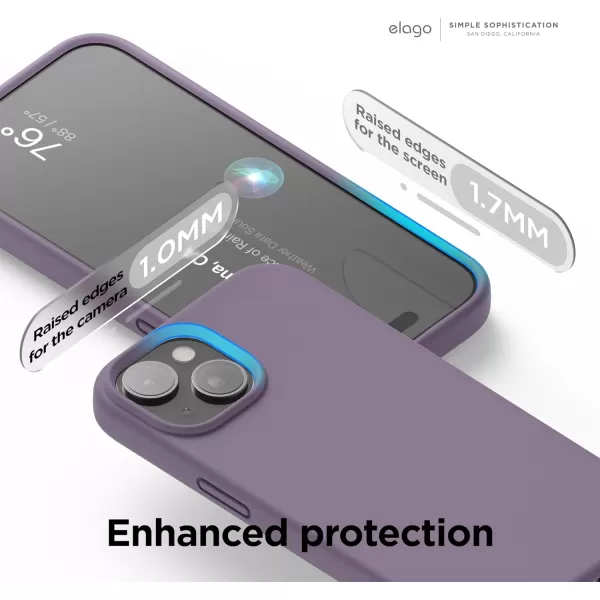 elago Compatible with iPhone 15 Case Liquid Silicone Case Full Body Protective Cover Shockproof Slim Phone Case AntiScratch Soft Microfiber Lining 61 inch Alpine GreenDeep Lavender