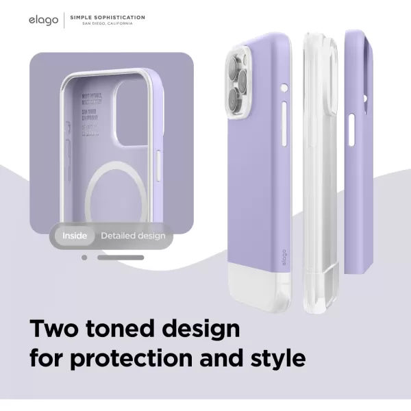 elago Compatible with iPhone 15 Pro Case Compatible with MagSafe Glide Case Full Body Protective Cover Shockproof Slim Phone Case 61 inch Top PurpleBottom ClearTop Purple  Bottom Clear