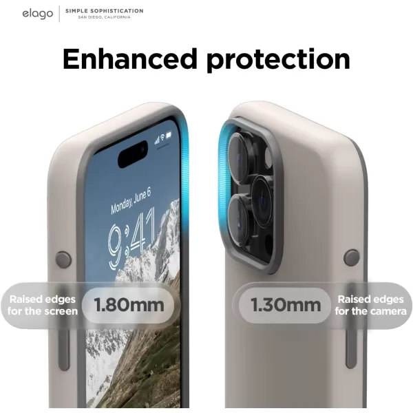 elago Compatible with iPhone 15 Pro Max Case Compatible with MagSafe Glide Case Full Body Protective Cover Shockproof Slim Phone Case 67 inch Top Purple  Bottom ClearTop Stone  Bottom Medium Grey