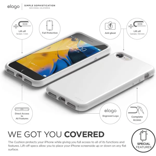 elago Cushion Case Designed for iPhone SE 2020  iPhone 8  iPhone 7 Jet Whiteelago Cushion Case Designed for iPhone SE 2020  iPhone 8  iPhone 7 Jet White