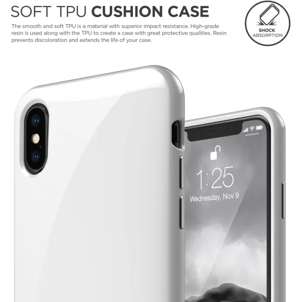 elago Cushion Series for iPhone Xs case iPhone X Case Upgrade Version  AntiSmudge Coat Shock Absorbing TPU Protective Cover for Apple iPhone Xs 2018 iPhone X 2017  Whiteelago Cushion Series for iPhone Xs case iPhone X Case Upgrade Version  AntiSmudge Coat Shock Absorbing TPU Protective Cover for Apple iPhone Xs 2018 iPhone X 2017  White