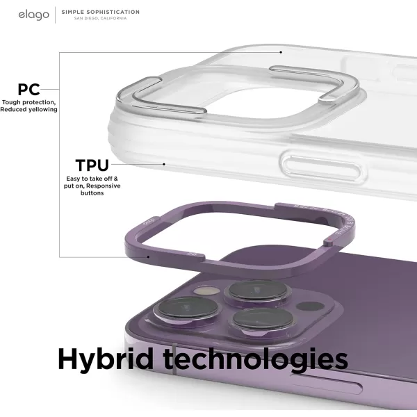 elago Dual Clear Case Compatible with iPhone 14 Pro Max Case Clear  67 Inch  PC  TPU Hybrid Technology Reduced Yellowing Crystal Clear Shockproof Bumper Cover Full Body Protection WhiteDeep Purple