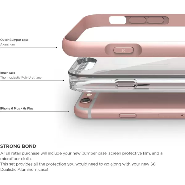 elago DualisticCrystal Silver  Premium Aluminum BumperDual LayerPremium Hybrid Construction  for iPhone 66S PlusTransparency  Rose Gold