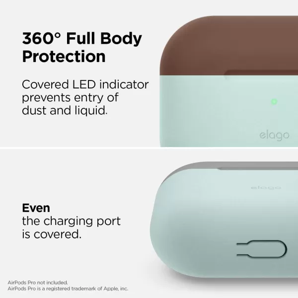 elago Duo AirPods Pro Case with Keychain Designed for Apple AirPods Pro Case Cover 2 Caps  1 Body Front LED Visible  Classic White Peach  Pastel Green Dark Brown Medium Grey  Baby Mint