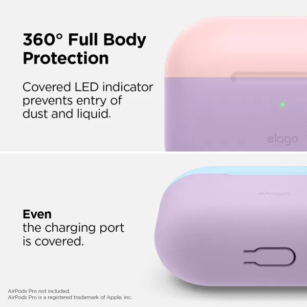 elago Duo AirPods Pro Case with Keychain Designed for Apple AirPods Pro Case Cover 2 Caps  1 Body Front LED Visible  Classic White Peach  Pastel Green Lovely Pink Pastel Blue  Lavender