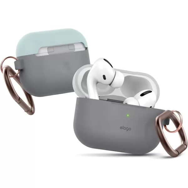 elago Duo AirPods Pro Case with Keychain Designed for Apple AirPods Pro Case Cover 2 Caps  1 Body Front LED Visible  Classic White Peach  Pastel Green Multicolor