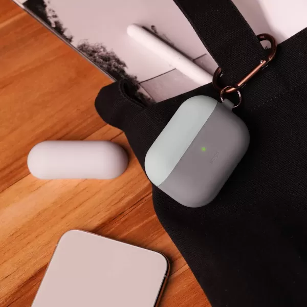 elago Duo AirPods Pro Case with Keychain Designed for Apple AirPods Pro Case Cover 2 Caps  1 Body Front LED Visible  Classic White Peach  Pastel Green Multicolor