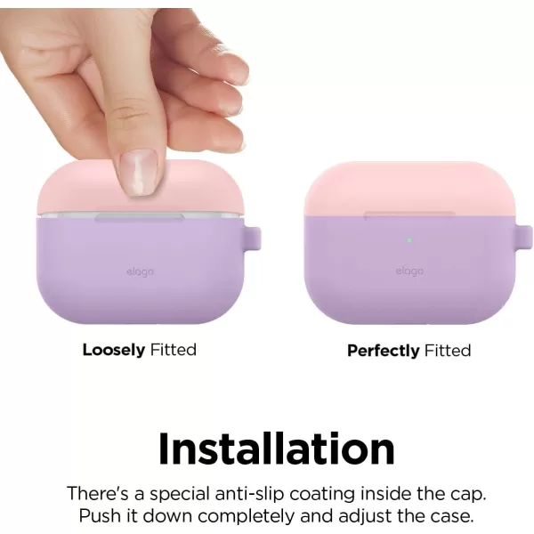 elago Duo AirPods Pro Case with Keychain Designed for Apple AirPods Pro Case Cover 2 Caps  1 Body Front LED Visible  Classic White Peach  Pastel Green Lovely Pink Pastel Blue  Lavender