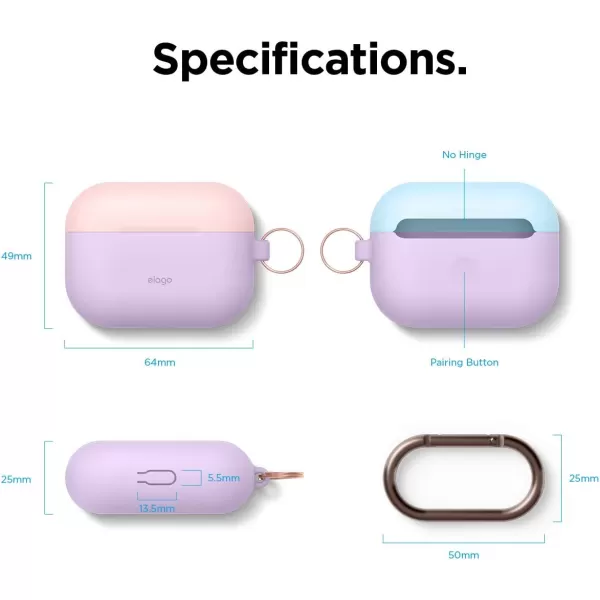 elago Duo AirPods Pro Case with Keychain Designed for Apple AirPods Pro Case Cover 2 Caps  1 Body Front LED Visible  Classic White Peach  Pastel Green Lovely Pink Pastel Blue  Lavender