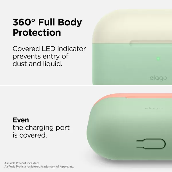 elago Duo Case Compatible with AirPods Pro Case 2 Caps  1 Body Supports Wireless Charging Peach Medium Grey  Jean Indigo Top  Classic White PeachBottom  Pastel Green