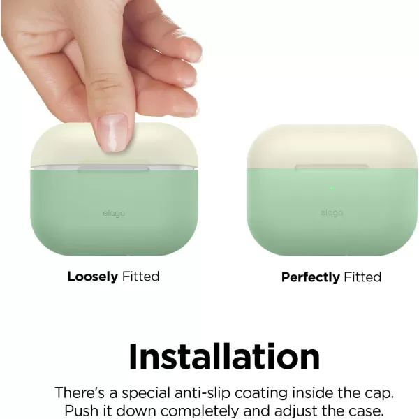 elago Duo Case Compatible with AirPods Pro Case 2 Caps  1 Body Supports Wireless Charging Peach Medium Grey  Jean Indigo Top  Classic White PeachBottom  Pastel Green