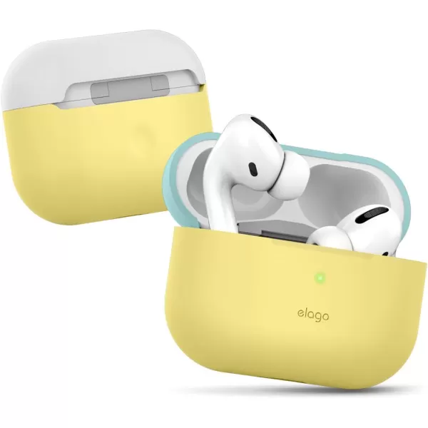 elago Duo Case Compatible with AirPods Pro Case 2 Caps  1 Body Supports Wireless Charging Peach Medium Grey  Jean Indigo Top  Coral Blue Nightglow BlueBottom  Yellow