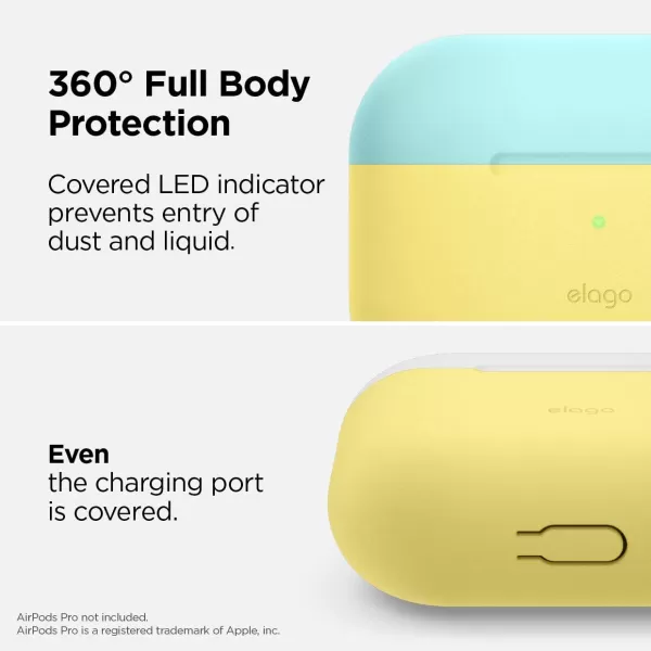 elago Duo Case Compatible with AirPods Pro Case 2 Caps  1 Body Supports Wireless Charging Peach Medium Grey  Jean Indigo Top  Coral Blue Nightglow BlueBottom  Yellow