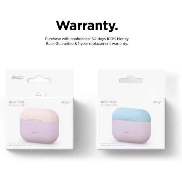 elago Duo Case Compatible with AirPods Pro Case 2 Caps  1 Body Supports Wireless Charging Peach Medium Grey  Jean Indigo Top  Lovely Pink Pastel BlueBottom  Lavender