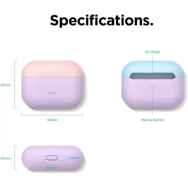 elago Duo Case Compatible with AirPods Pro Case 2 Caps  1 Body Supports Wireless Charging Peach Medium Grey  Jean Indigo Top  Lovely Pink Pastel BlueBottom  Lavender