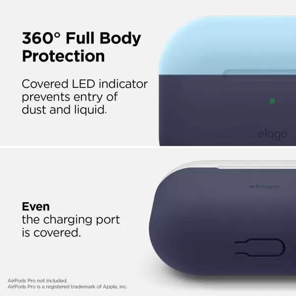 elago Duo Case Compatible with AirPods Pro Case 2 Caps  1 Body Supports Wireless Charging Peach Medium Grey  Jean Indigo Top  Pastel Blue Nightglow BlueBottom  Jean Indigo