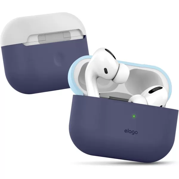 elago Duo Case Compatible with AirPods Pro Case 2 Caps  1 Body Supports Wireless Charging Peach Medium Grey  Jean Indigo Top  Pastel Blue Nightglow BlueBottom  Jean Indigo