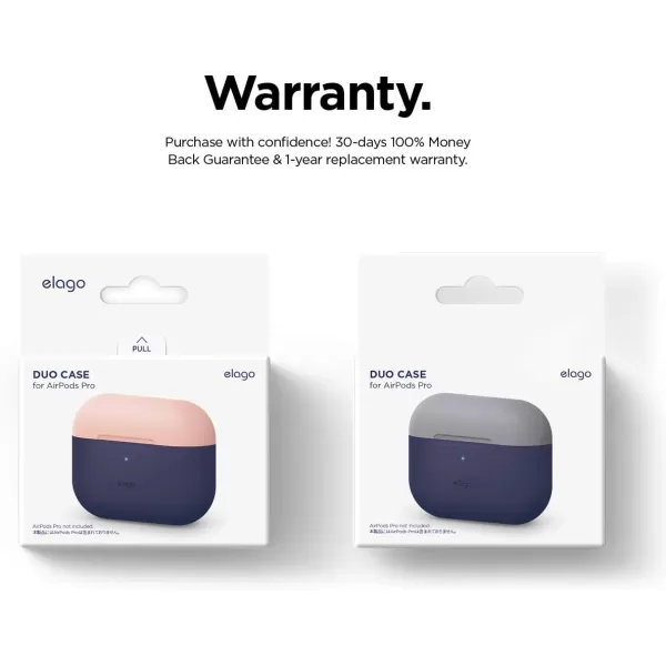 elago Duo Case Compatible with AirPods Pro Case 2 Caps  1 Body Supports Wireless Charging Peach Medium Grey  Jean Indigo Top  Peach Medium GreyBottom  Jean Indigo