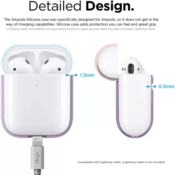 elago Duo Case Compatible with Apple AirPods 2 Wireless Charging Case Front LED Visible AntiSlip Coating Inside BodyJean IndigoTopPeach Medium GreyBodyLavender  TopPastel Blue Lovely Pink